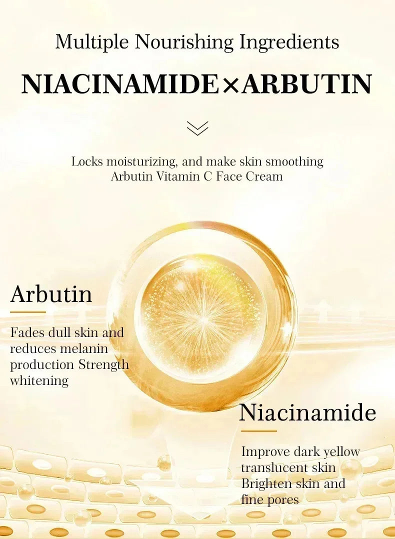 Vitamin C Whitening Freckles Serum Cream Remove Dark Spots Melasma Niacinamide Lighten Melanin Acne Scars Anti-aging Skin Care