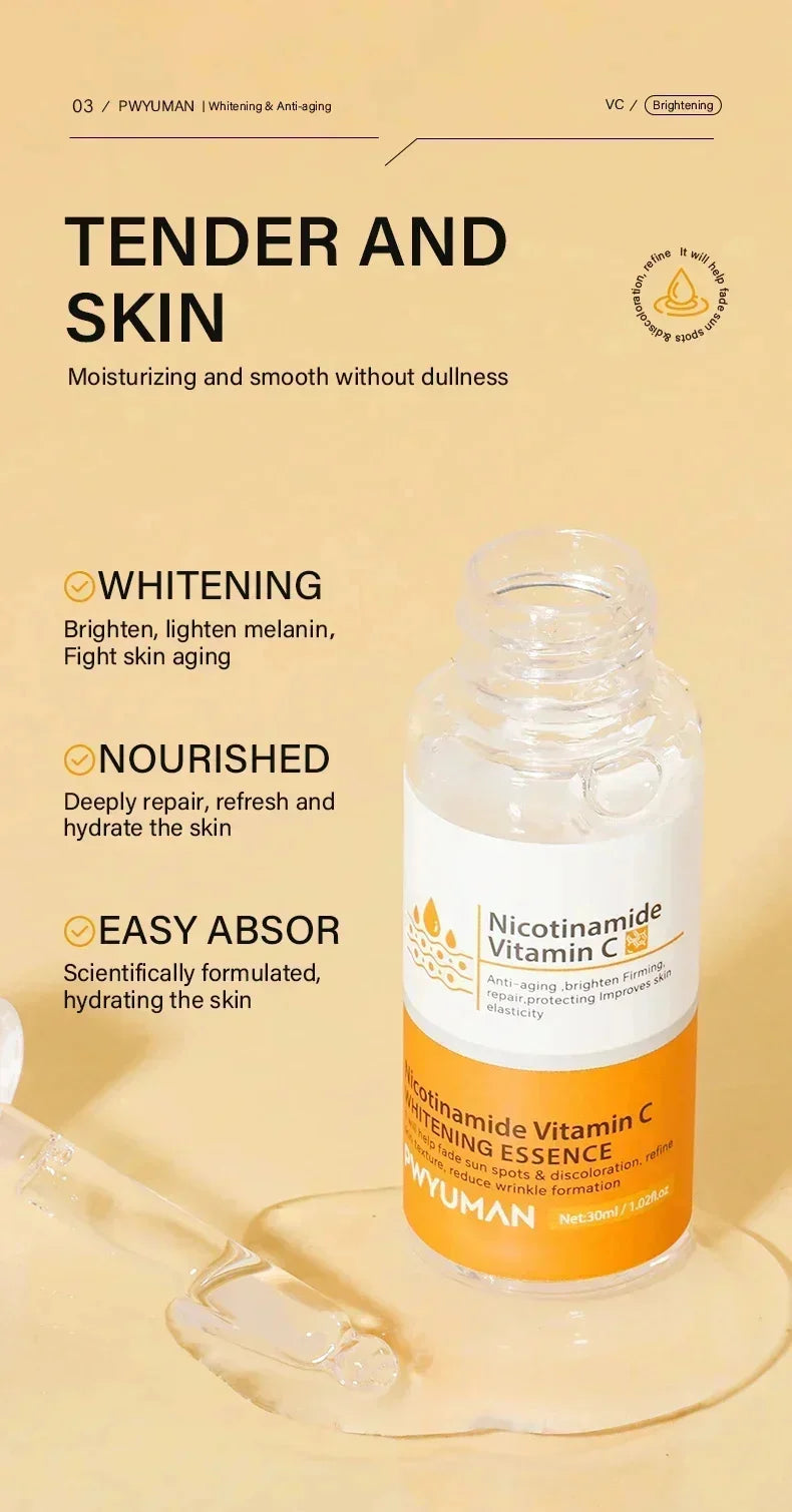 Vitamin C Whitening Freckles Serum Cream Remove Dark Spots Melasma Niacinamide Lighten Melanin Acne Scars Anti-aging Skin Care