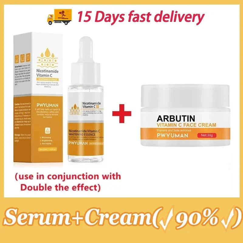 Vitamin C Whitening Freckles Serum Cream Remove Dark Spots Melasma Niacinamide Lighten Melanin Acne Scars Anti-aging Skin Care