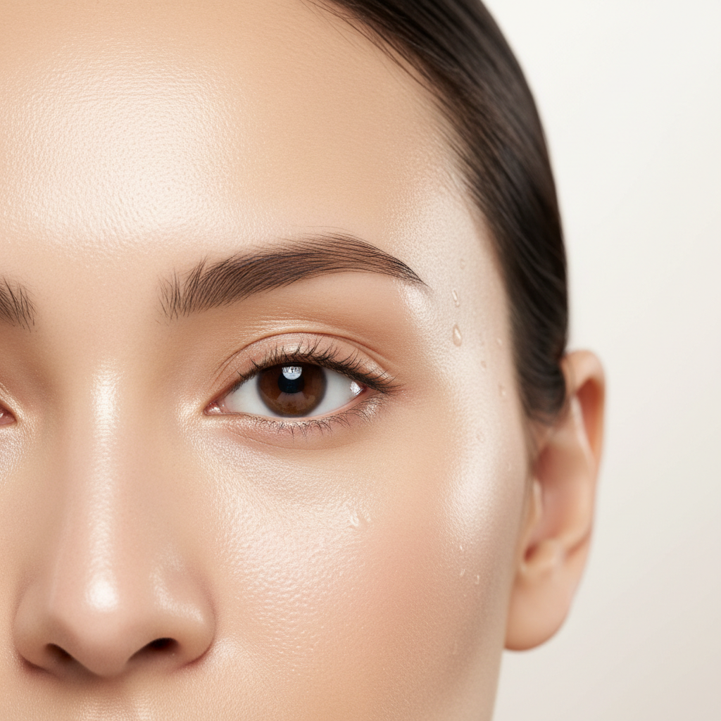 Smooth glowing skin result after ultrasonic scrubber treatment