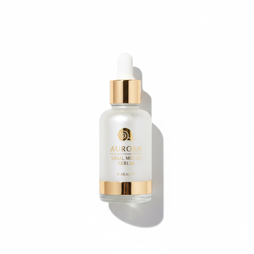 GlassGlow Snail Mucin Serum bottle on white background