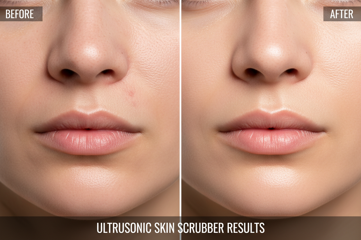 Before and after skin scrubber pore cleaner results
